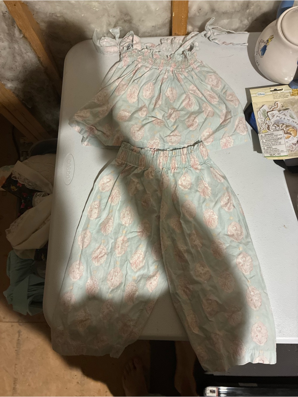 Sea House Childrens Sun House Swim Mint Green Floral Two-Piece Romper Set size 5